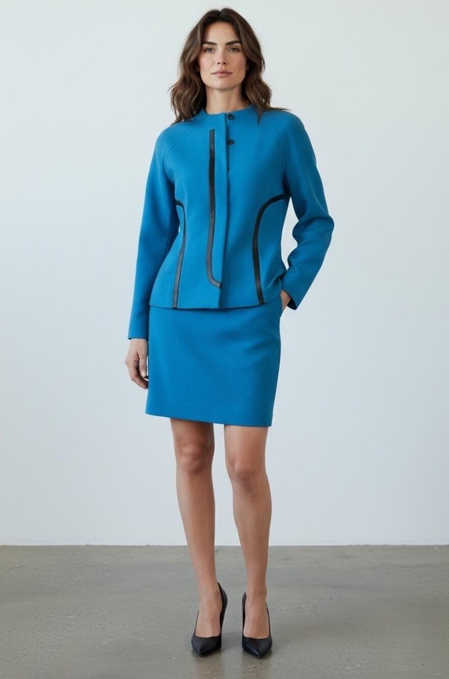 VINTAGE CARLISLE 2-Piece Blue Skirt Suit | Blazer Size 0 | Skirt Size 2